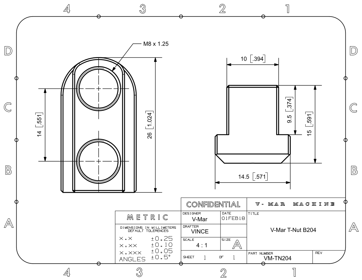 V-Mar B204 T-nut specs